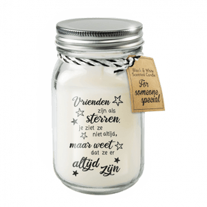 Black & White scented candle – Vrienden zijn als sterren