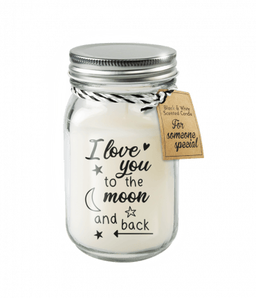 Black & White scented candle – I love you to the moon and back
